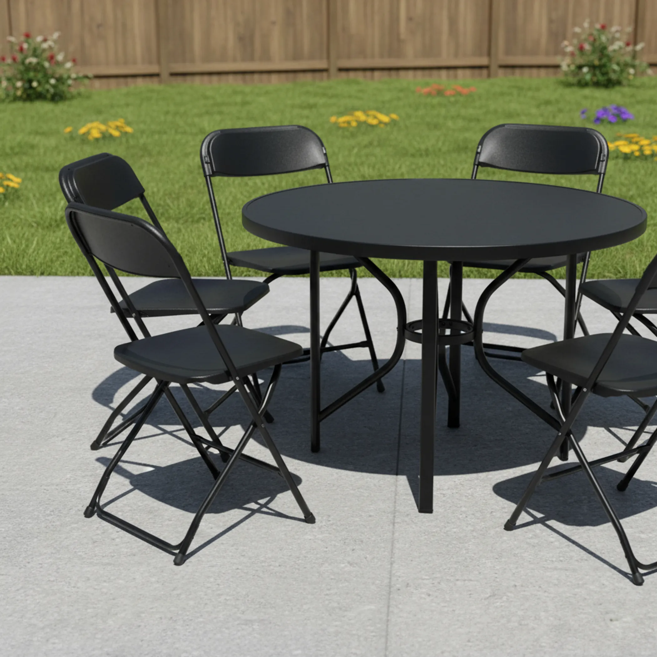 Set of Six Metal Outdoor Folding Stacking Dining Chairs