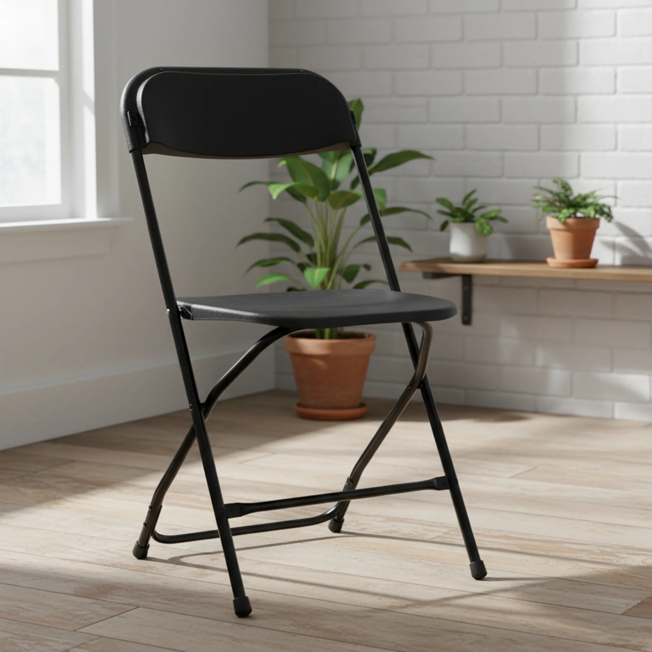Set of Six Metal Outdoor Folding Stacking Dining Chairs - Image 3