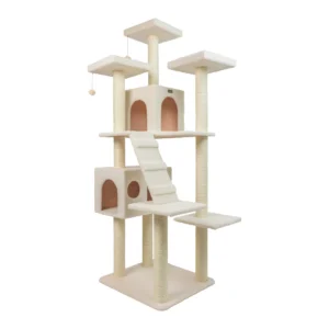 Real Wood Classic Ivory Cat Tree Multi Levels Condos B7701
