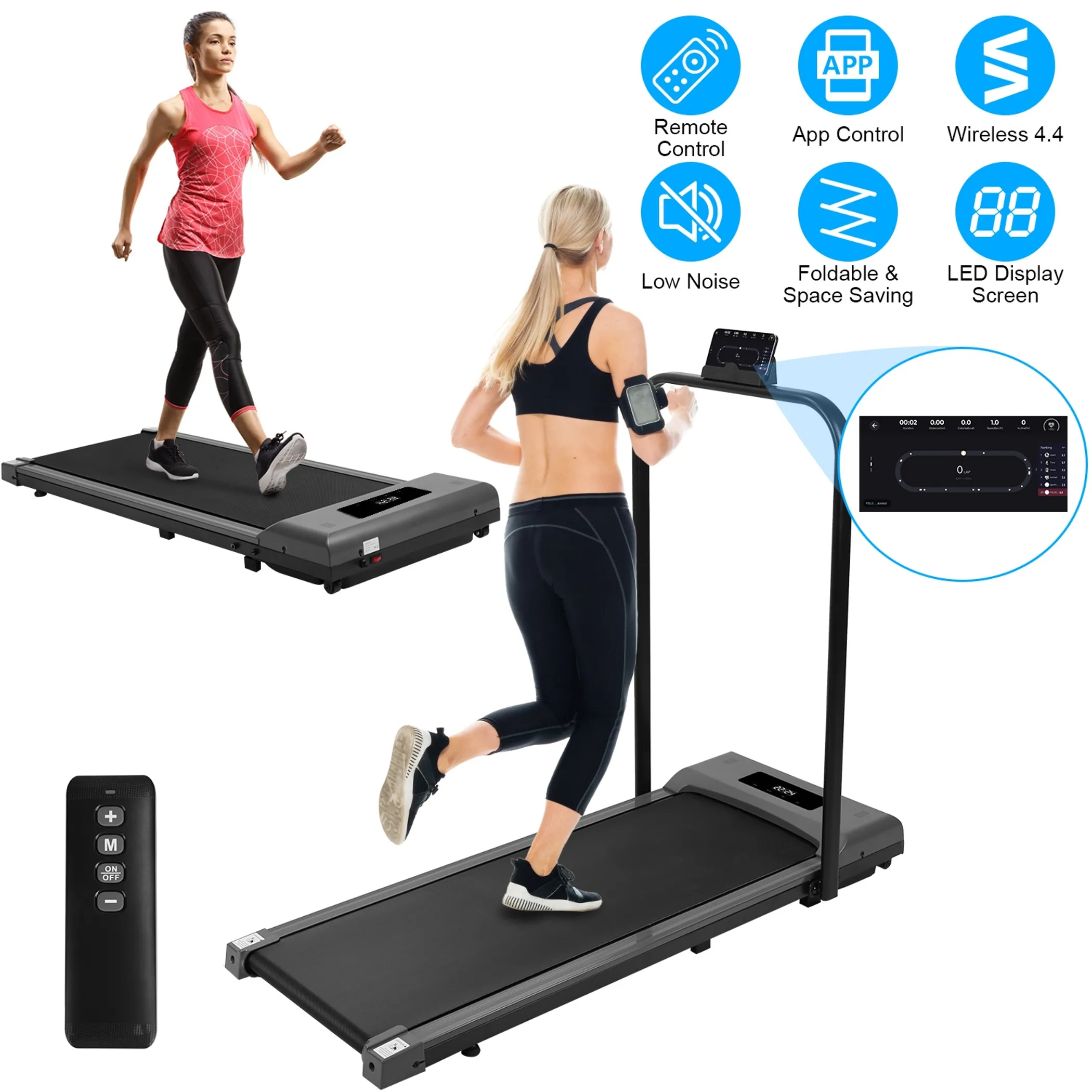 2-in-1 Under Desk Folding Treadmill Foldable Walking Pad - Image 2