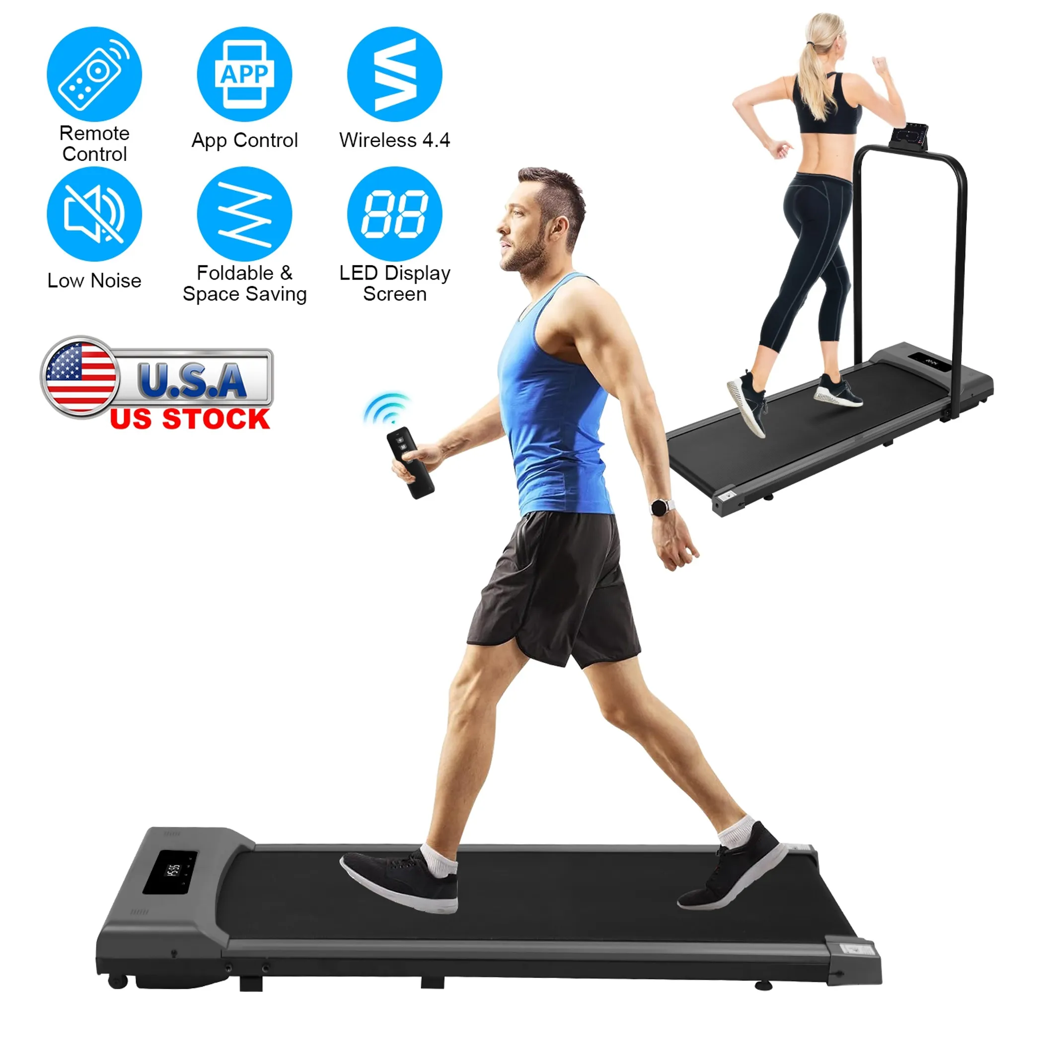 2-in-1 Under Desk Folding Treadmill Foldable Walking Pad - Image 5