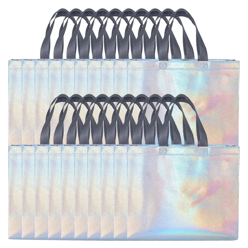 10/20PCS Silver Reusable Gift Tote Bag for Bridesmaids Wedding Birthday Party Grocery Shopping Eco Friendly Favor Party Supplies - Image 7