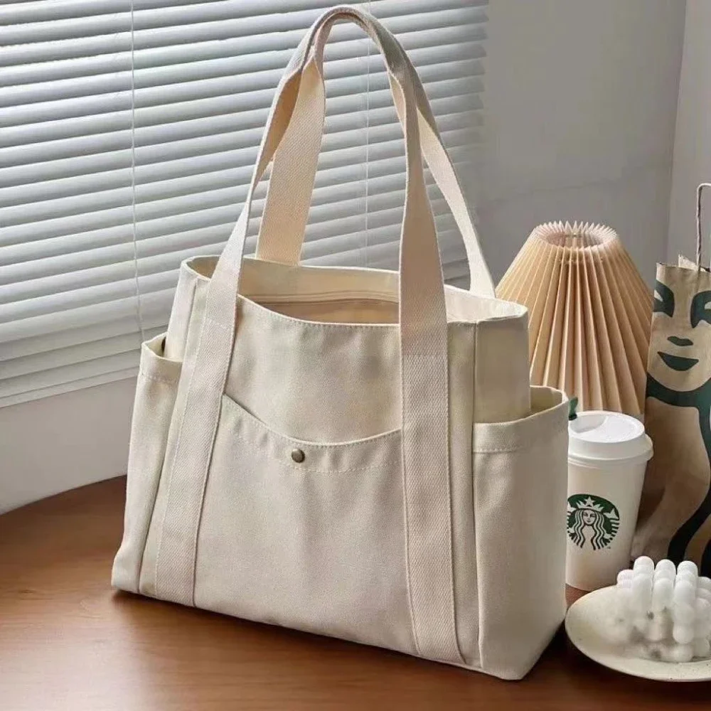 Large Capacity Canvas Tote Bags for Work Commuting Carrying Bag College Student Outfit Book Handbag Shoulder Bag, Shopping Bag - Image 8