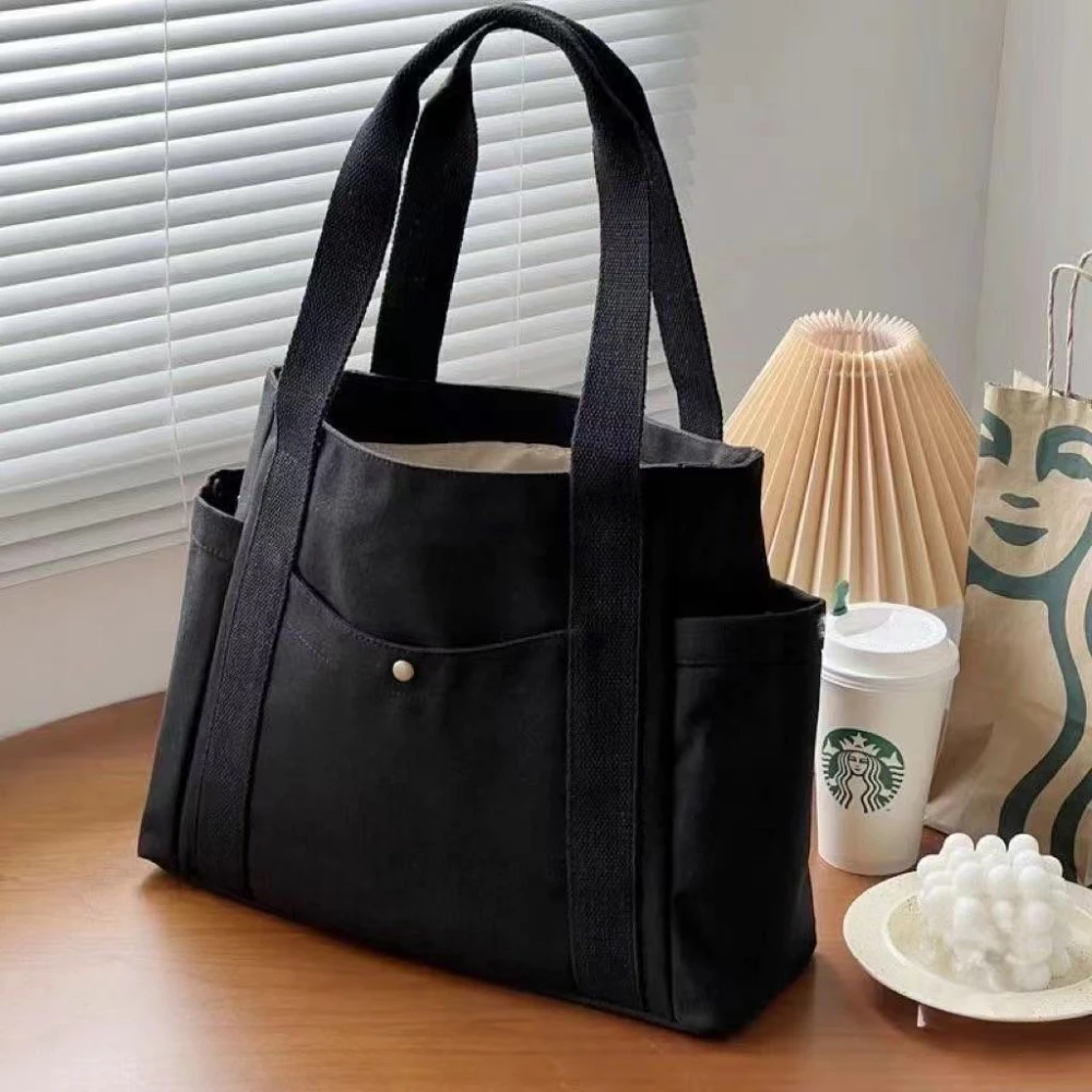 Large Capacity Canvas Tote Bags for Work Commuting Carrying Bag College Student Outfit Book Handbag Shoulder Bag, Shopping Bag - Image 7
