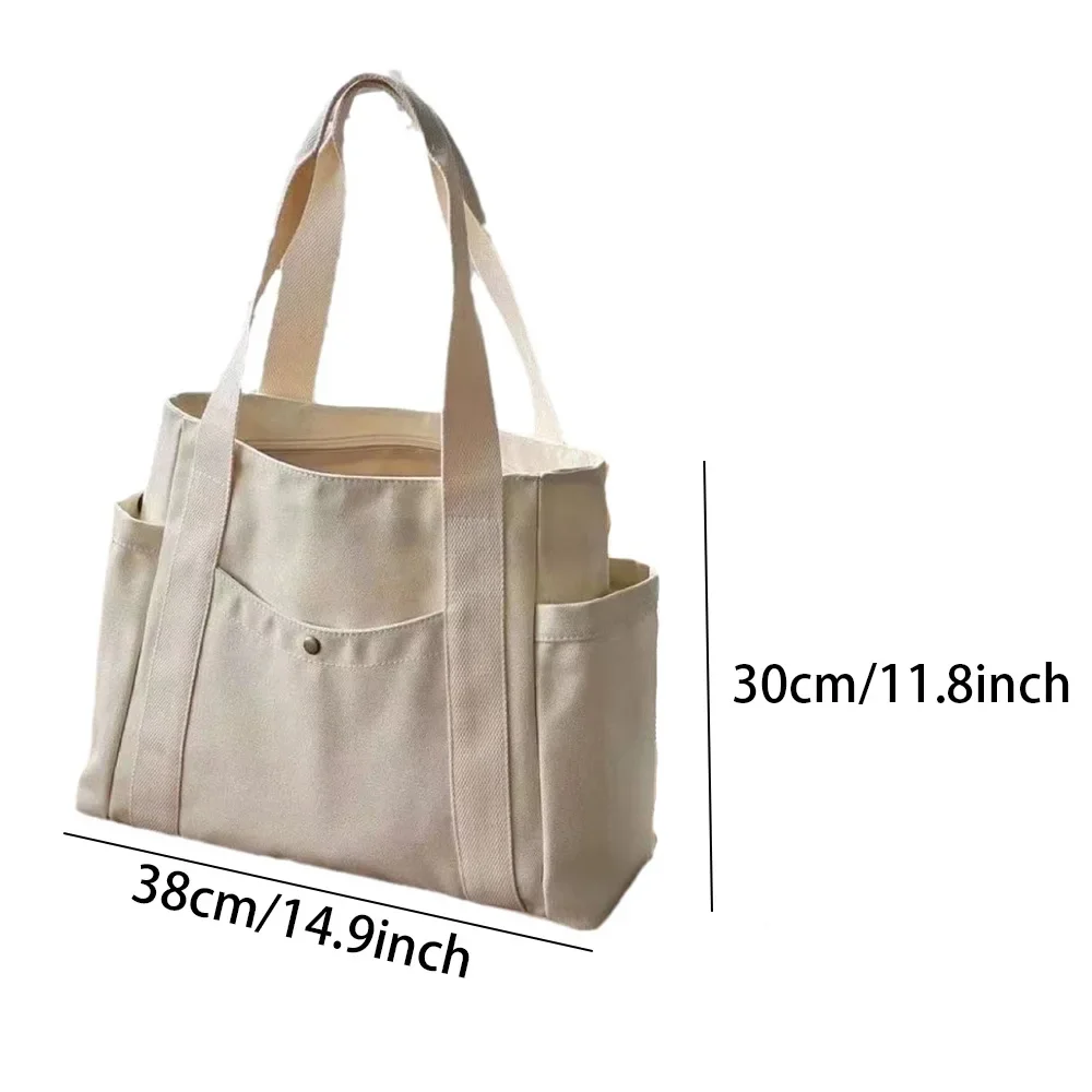 Large Capacity Canvas Tote Bags for Work Commuting Carrying Bag College Student Outfit Book Handbag Shoulder Bag, Shopping Bag - Image 5