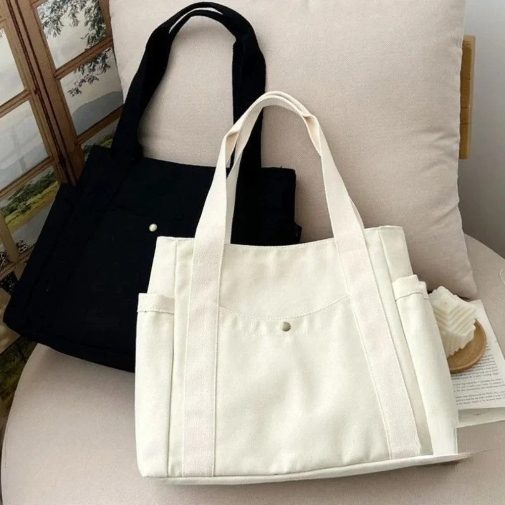 Large Capacity Canvas Tote Bags for Work Commuting Carrying Bag College Student Outfit Book Handbag Shoulder Bag, Shopping Bag - Image 3