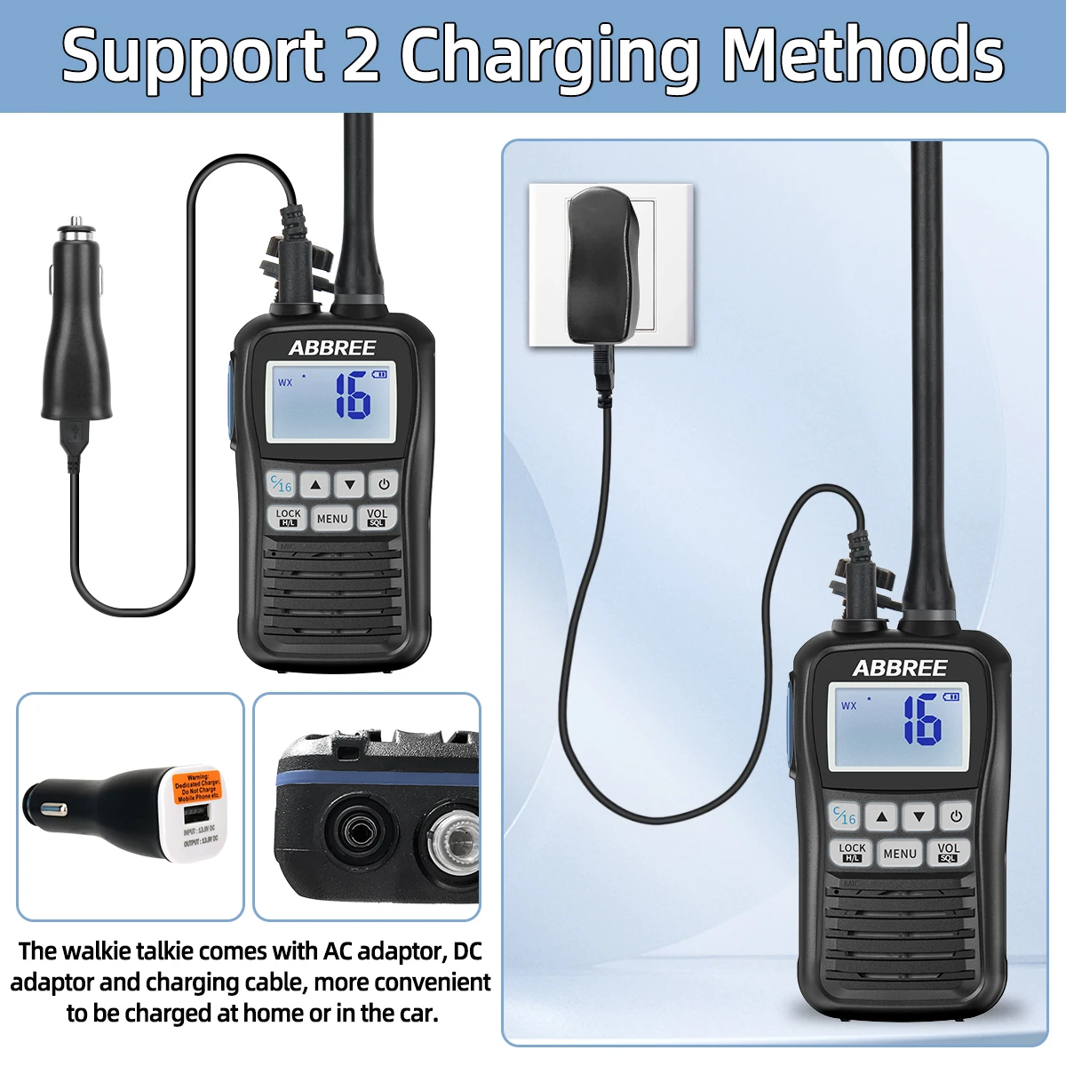 ABBREE AR-25M Marine Radio Transceiver Walkie Talkie IP67 Waterproof VHF Handheld Float Vessel Talk NOAA Two Way Radio for Boat - Image 5