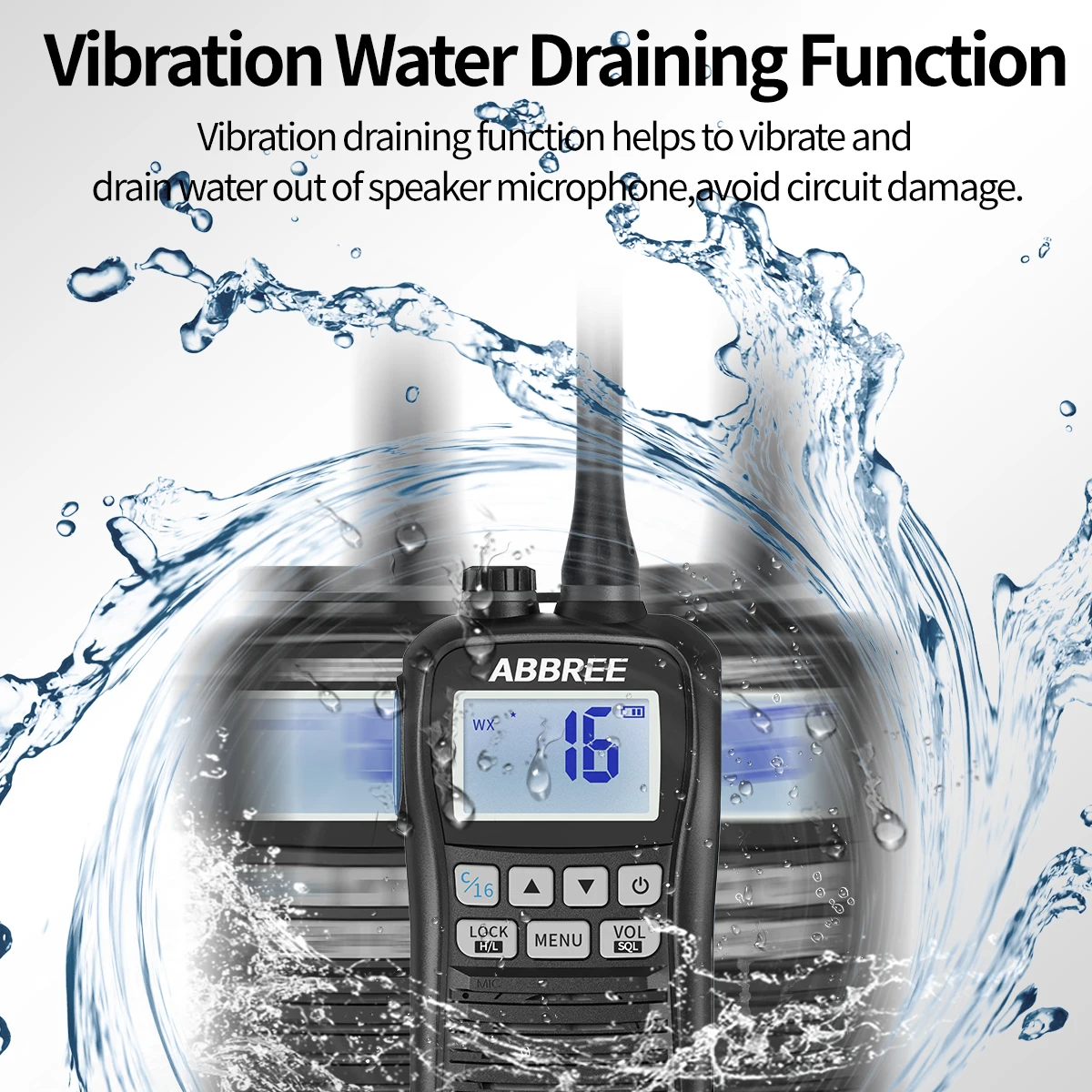 ABBREE AR-25M Marine Radio Transceiver Walkie Talkie IP67 Waterproof VHF Handheld Float Vessel Talk NOAA Two Way Radio for Boat - Image 4