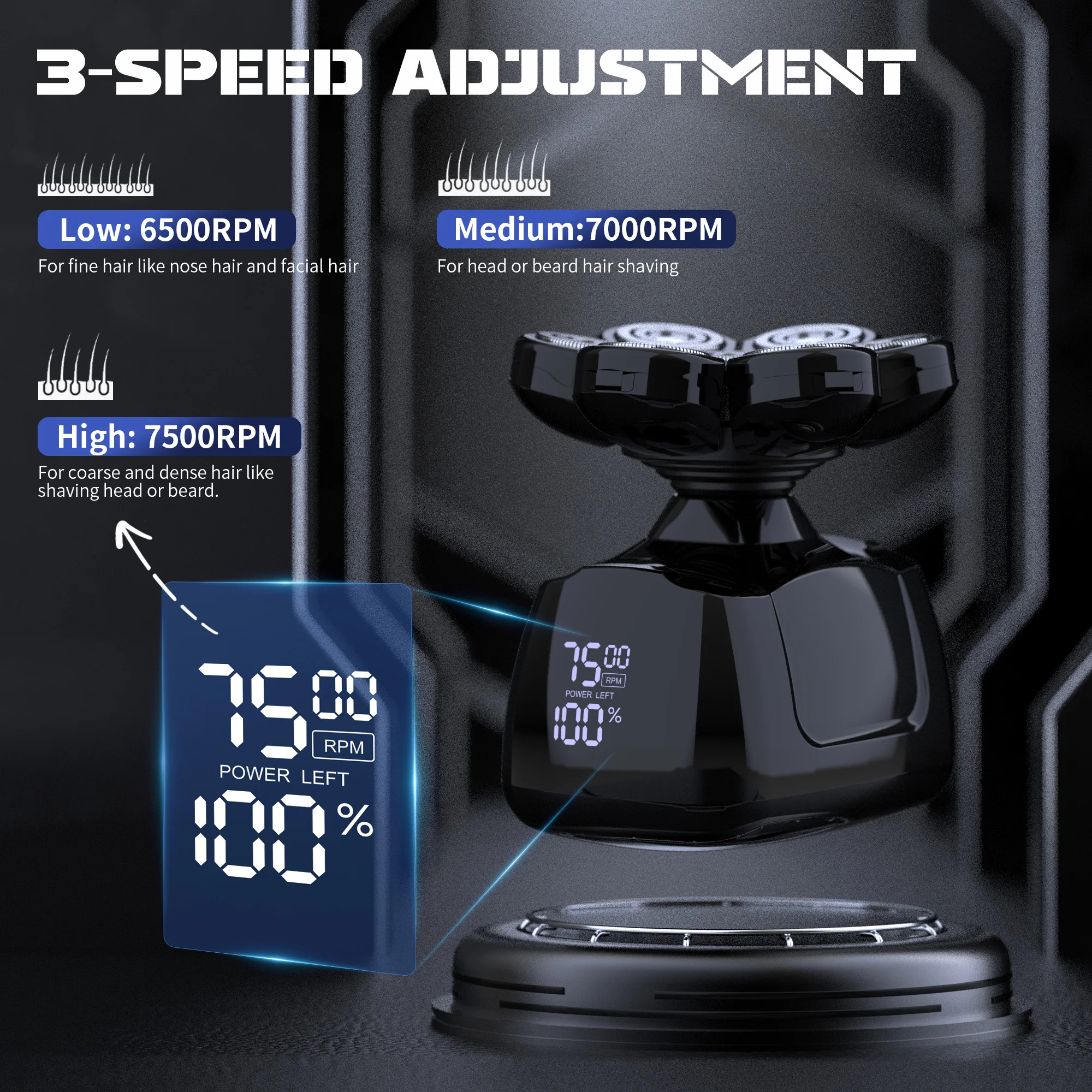 SEJOY Multifunctional 7D Head Shavers for Bald Men 6-in-1 Electric Razor with Nose Hair Trimmer Waterproof Mens Grooming Kit - Image 5