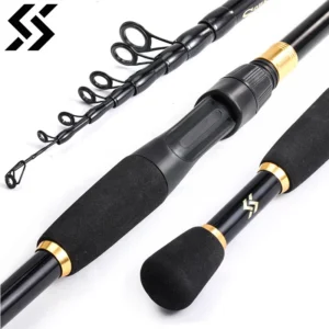 Sougayilang 1.8-2.4m Telescopic Fishing Rods Ultra light Spinning Casting Carbon Pole Fishing Accessories Lure Weight 10-30g