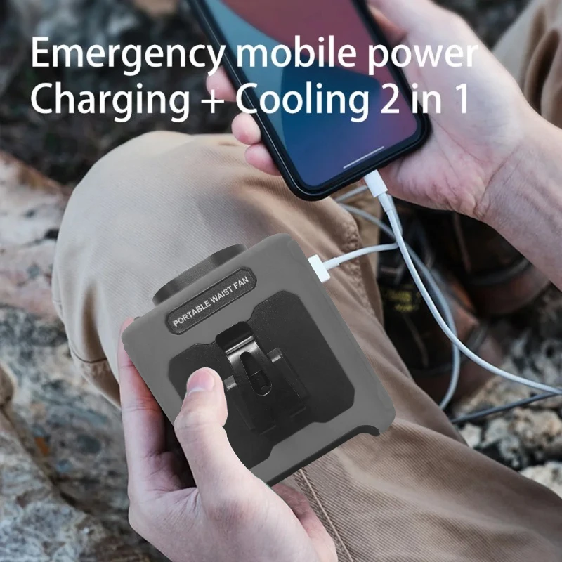 10000mAh Portable Neck Fan Cooling Rechargeable Hands-free Waist Clip Fan with Flashlight for Outdoor Travel Camping Power Bank - Image 3