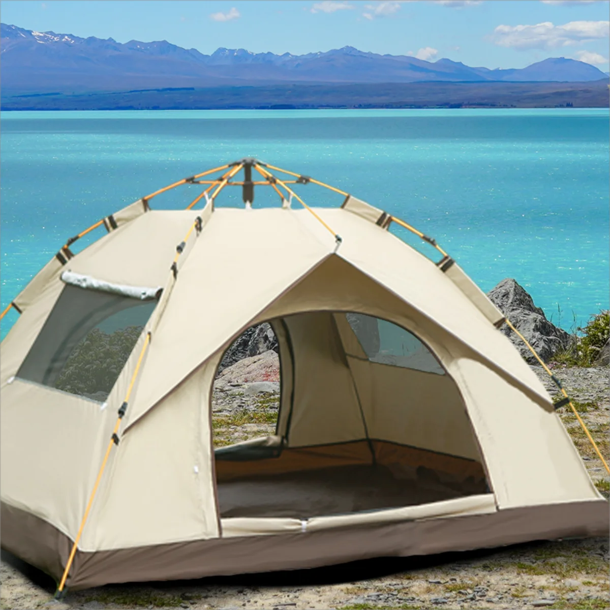 Outdoor Shelter Sunshade Self-Driving Travel Camping Tent Reactive Outdoor Camping Tent Two Doors and Two Windows - Image 3