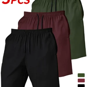 Men's 3-piece quick-dry shorts set, lightweight and comfortable fabric, suitable for outdoor sports, shopping, travel