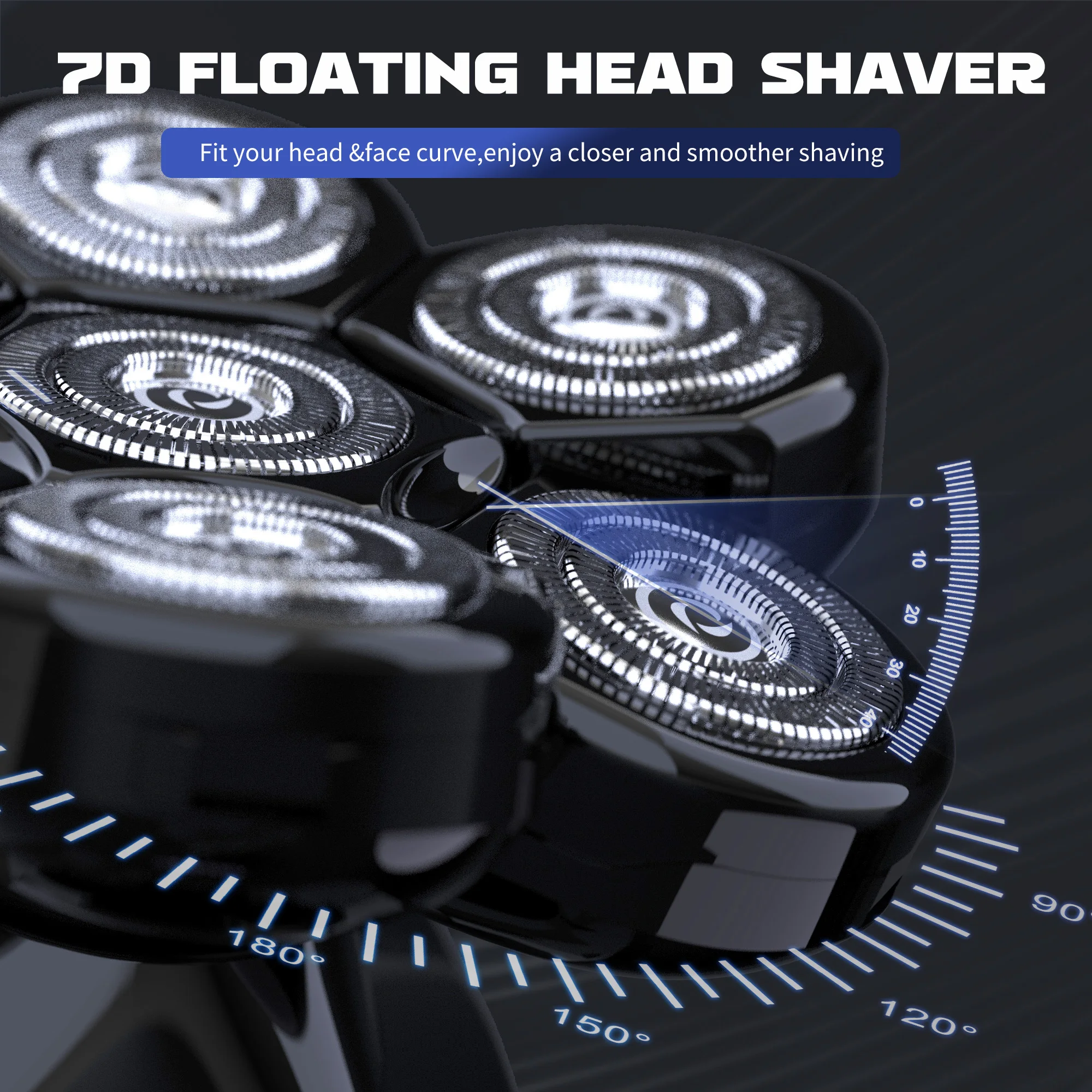 SEJOY Multifunctional 7D Head Shavers for Bald Men 6-in-1 Electric Razor with Nose Hair Trimmer Waterproof Mens Grooming Kit - Image 3