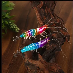 Shrimp 105mm 11g/80mm 7g Squid Jig Luminous Horizontal Slow Sinking Lure Webfoot Wood Shrimp Octopus Bait Cuttlefish Fishing
