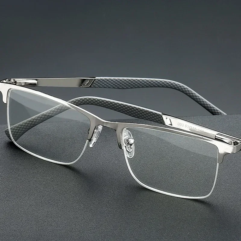 Men's Half-frame Business Reading Glasses Anti-blue Light Anti-fatigue Metal Frame Presbyopia Glasses +1.0 To +4.0 - Image 4