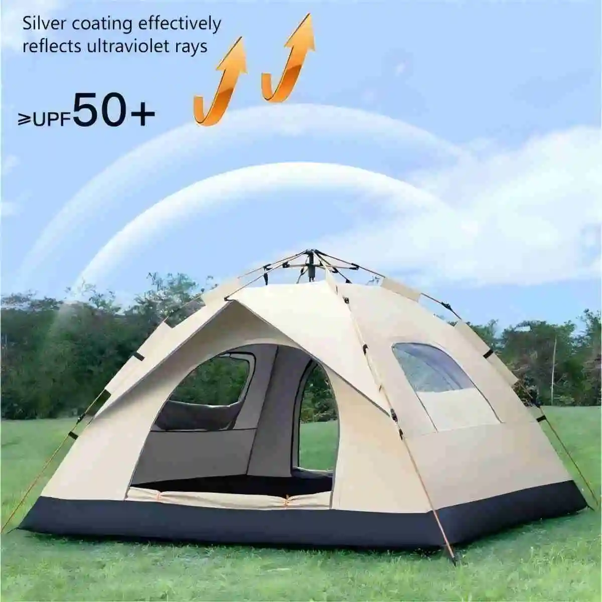 Outdoor Shelter Sunshade Self-Driving Travel Camping Tent Reactive Outdoor Camping Tent Two Doors and Two Windows - Image 2